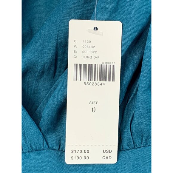 Anthropologie Teal Wrap High Low Long-Sleeve V-Neck Midi Dress Size 0 7518 - Picture 15 of 15